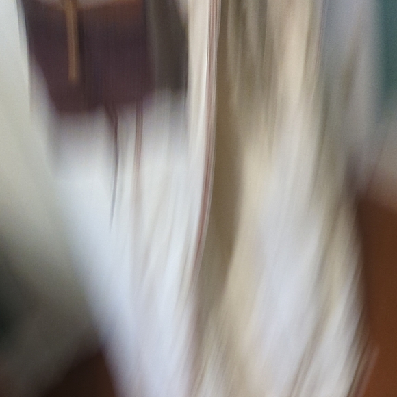 Cream Wide Leg Pants with Brown Trim - Picture 2 of 4